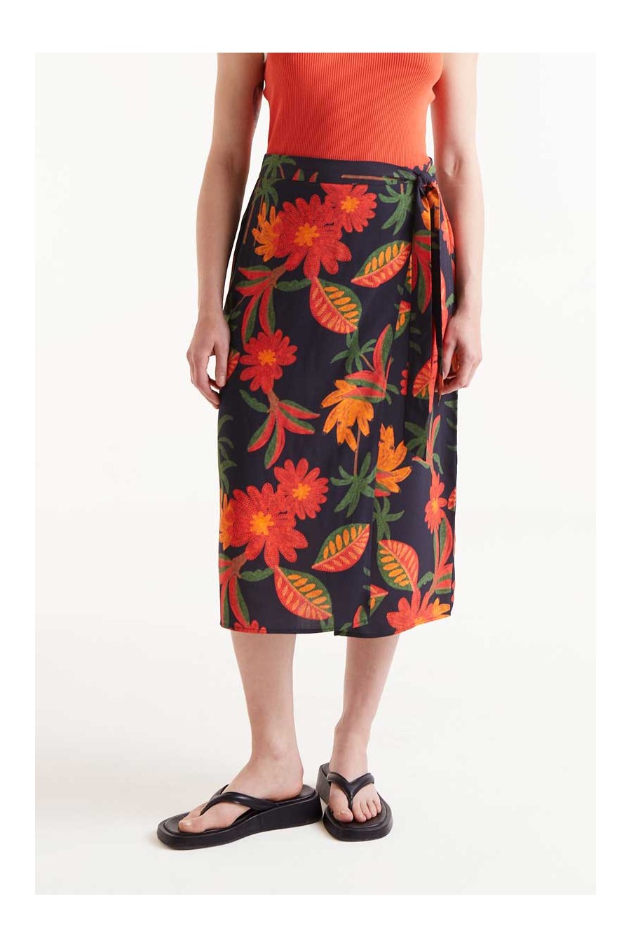 Famara Floral Print Midi Skirt