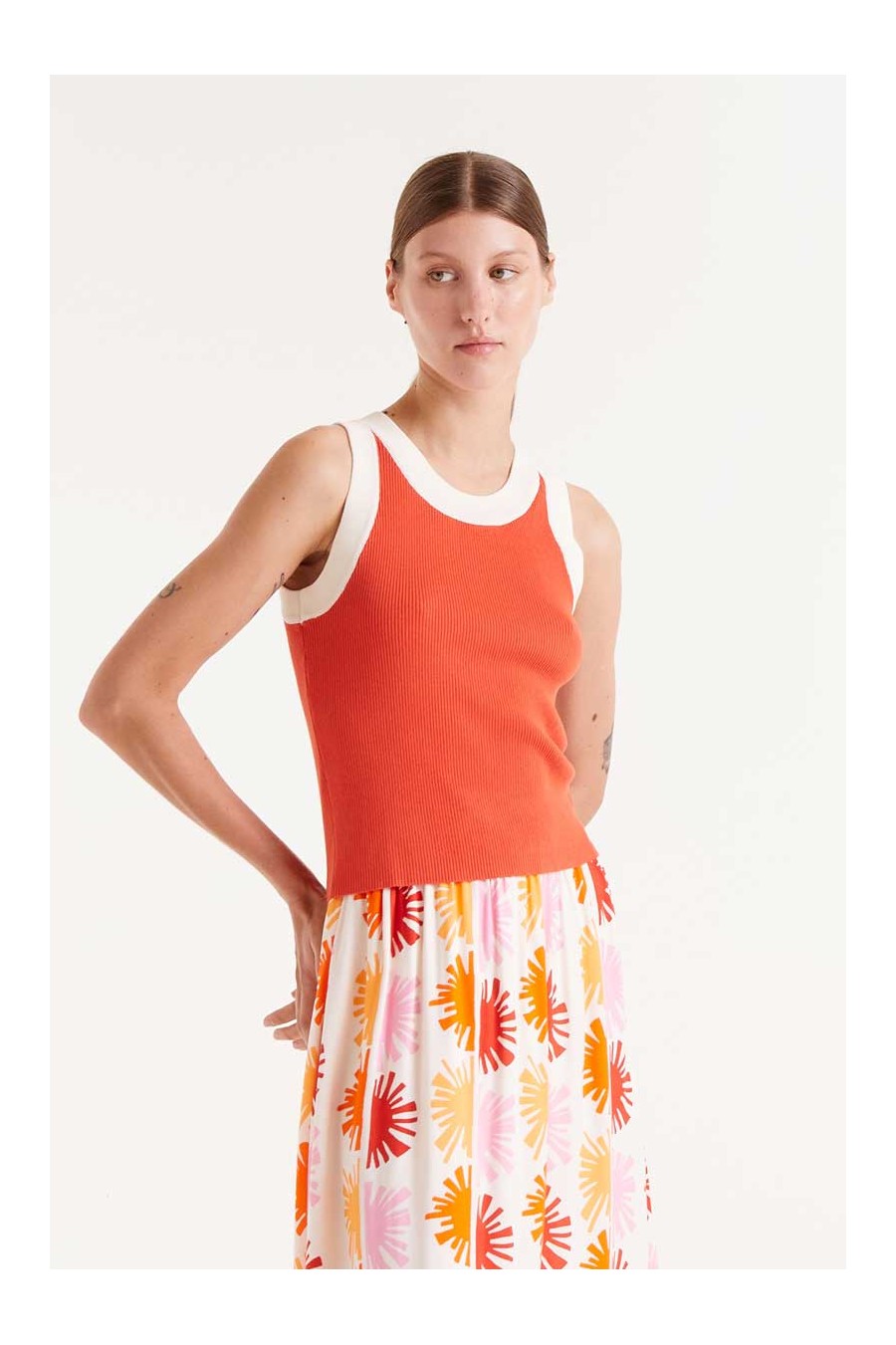 Two Tone Orange Tank Top