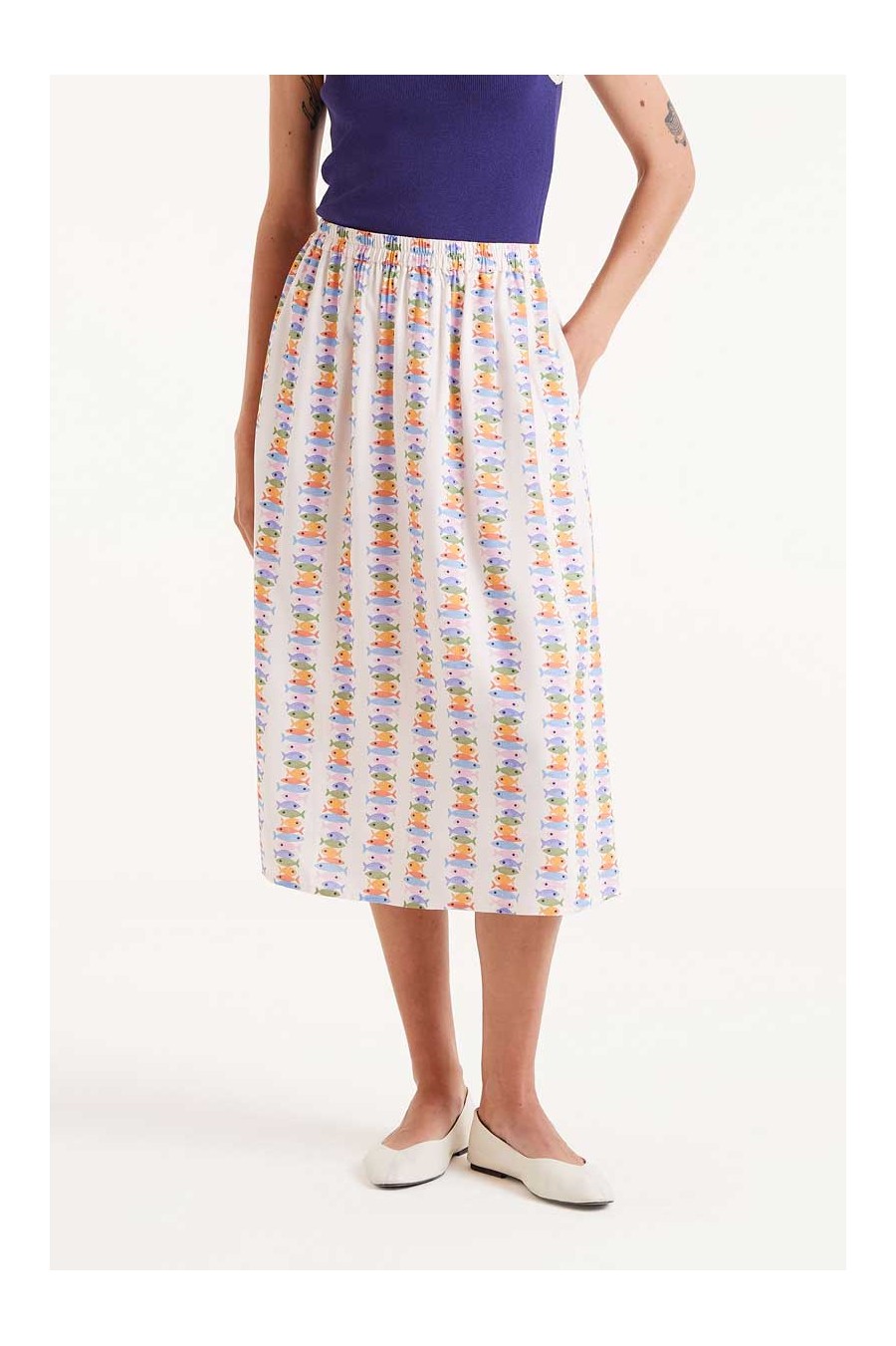 Marina Print Midi Skirt