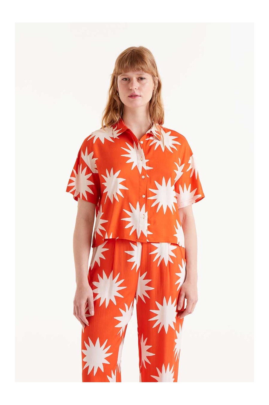 Big Sun Cropped Button-Down...