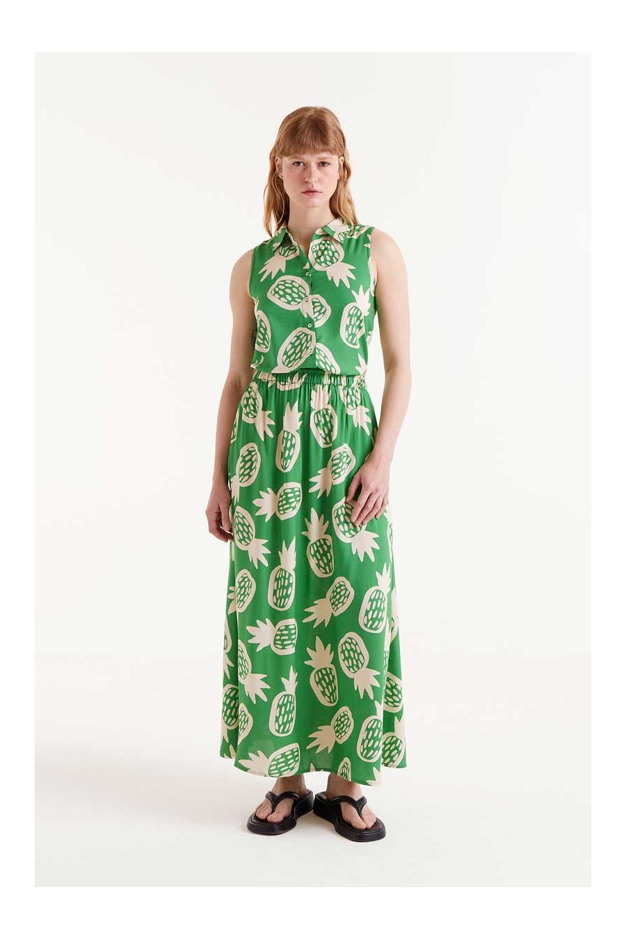 Ananas Print Maxi Skirt