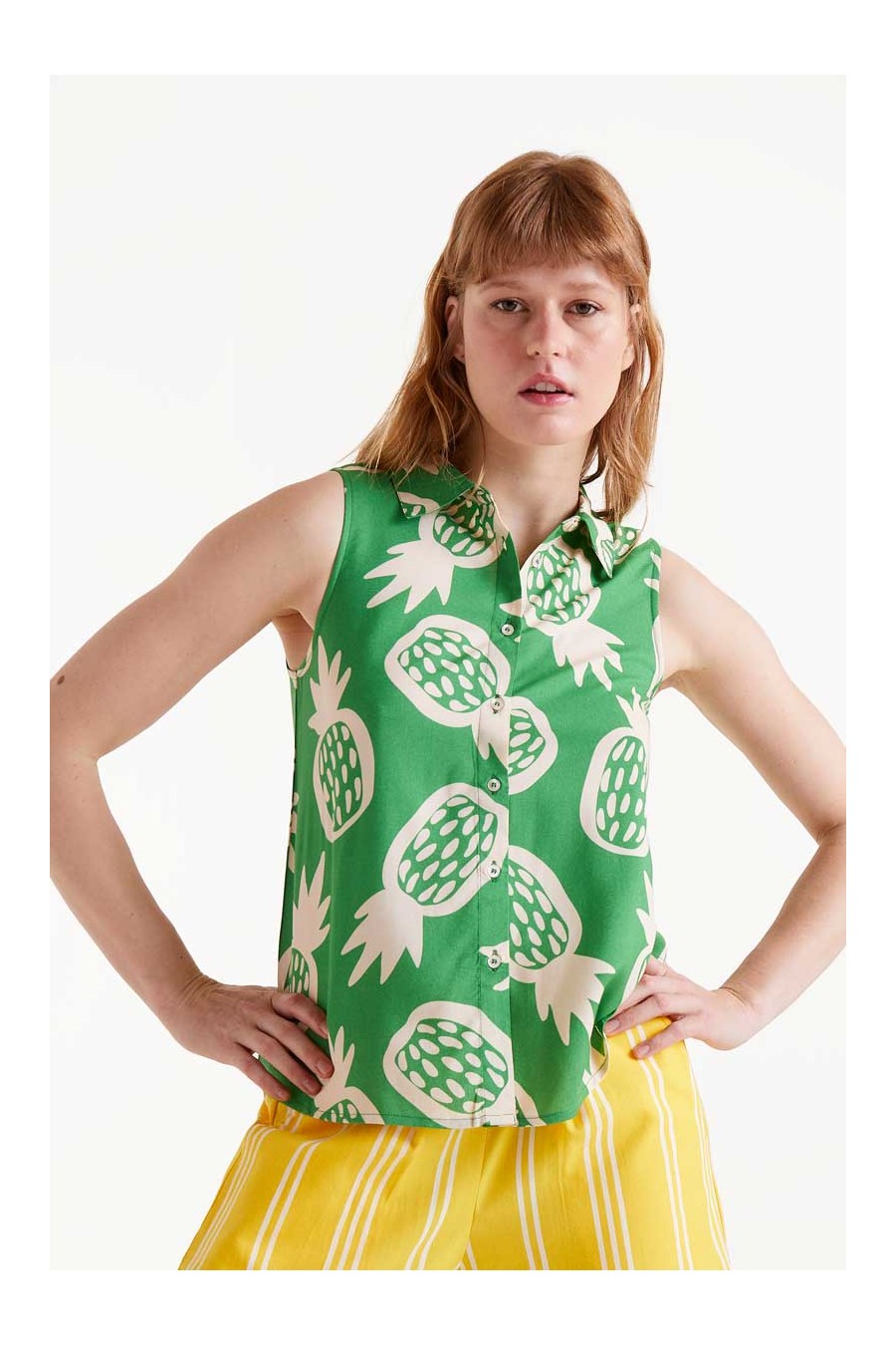 Ananas Print Sleeveless...