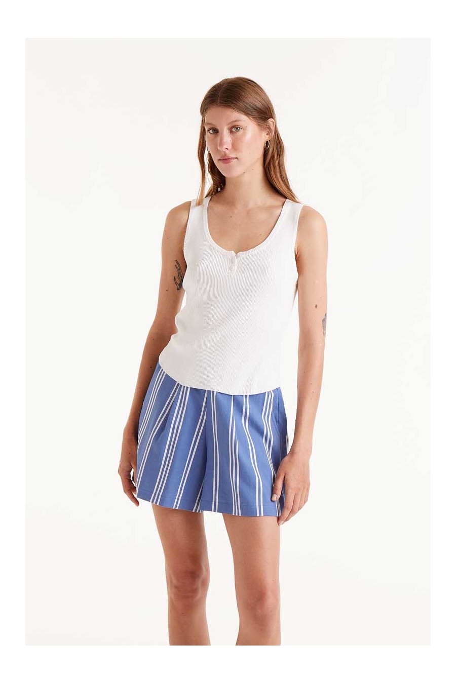 White Ribbed Tank Top