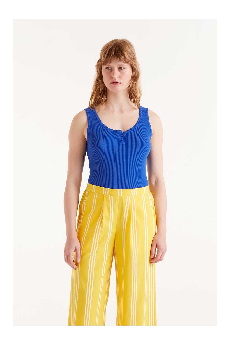 Blue Ribbed Tank Top