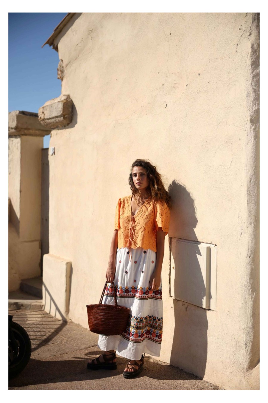 Orange Embroidered Top