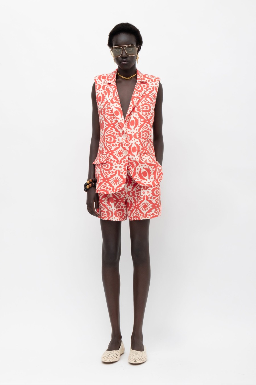 Puba Abstract Red Print Vest
