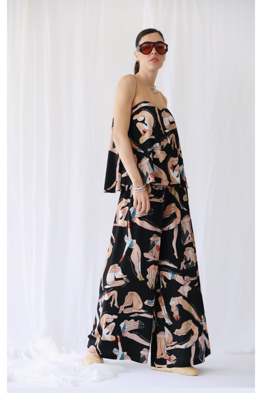 Rhea Silk Satin Wide Leg...