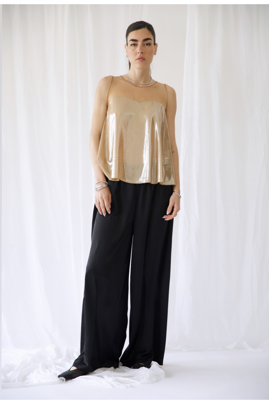 Rhea Silk Satin Wide Leg...