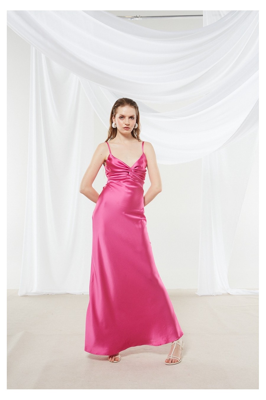 Narcissa Satin Fuchsia Dress
