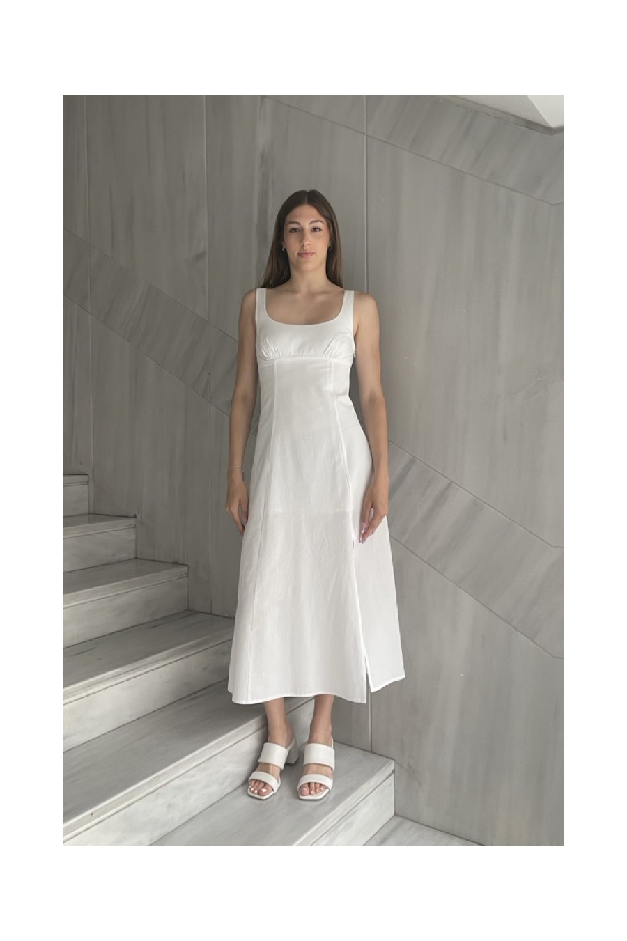 Cotton Poplin Midi Dress