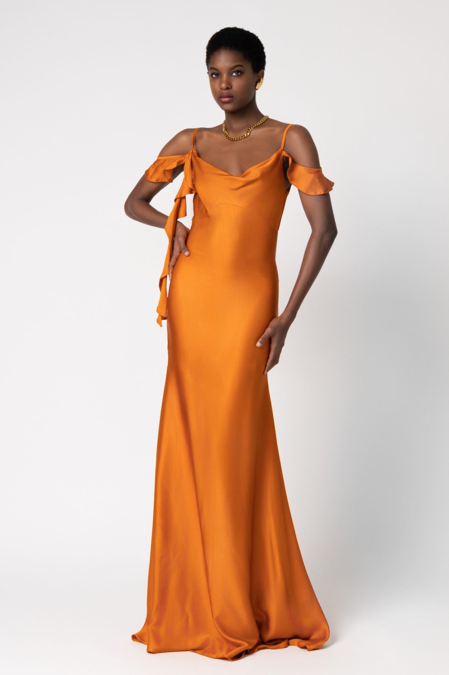 Camilla Satin Dress Orange