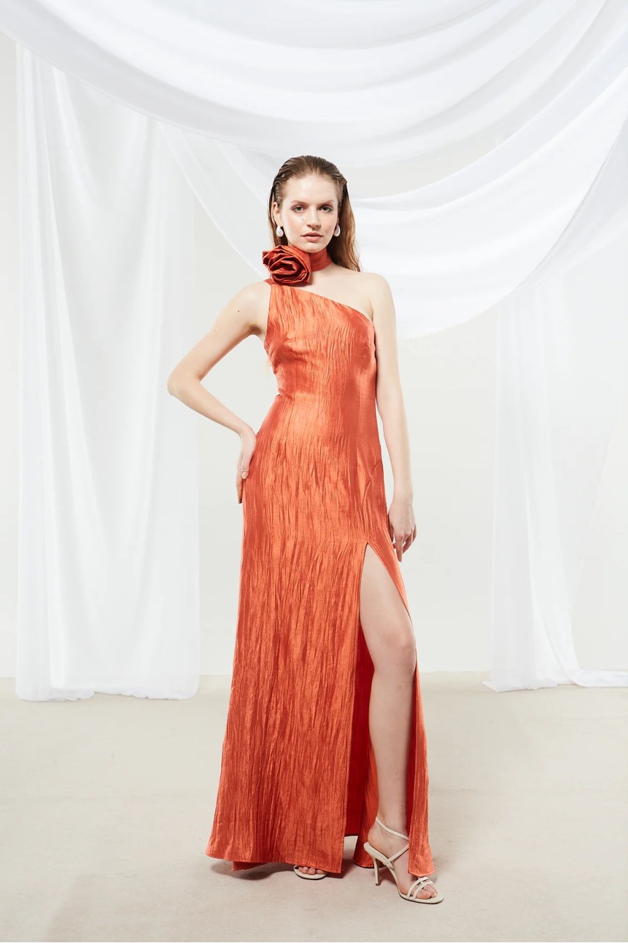Zinnia One Shoulder Rust...