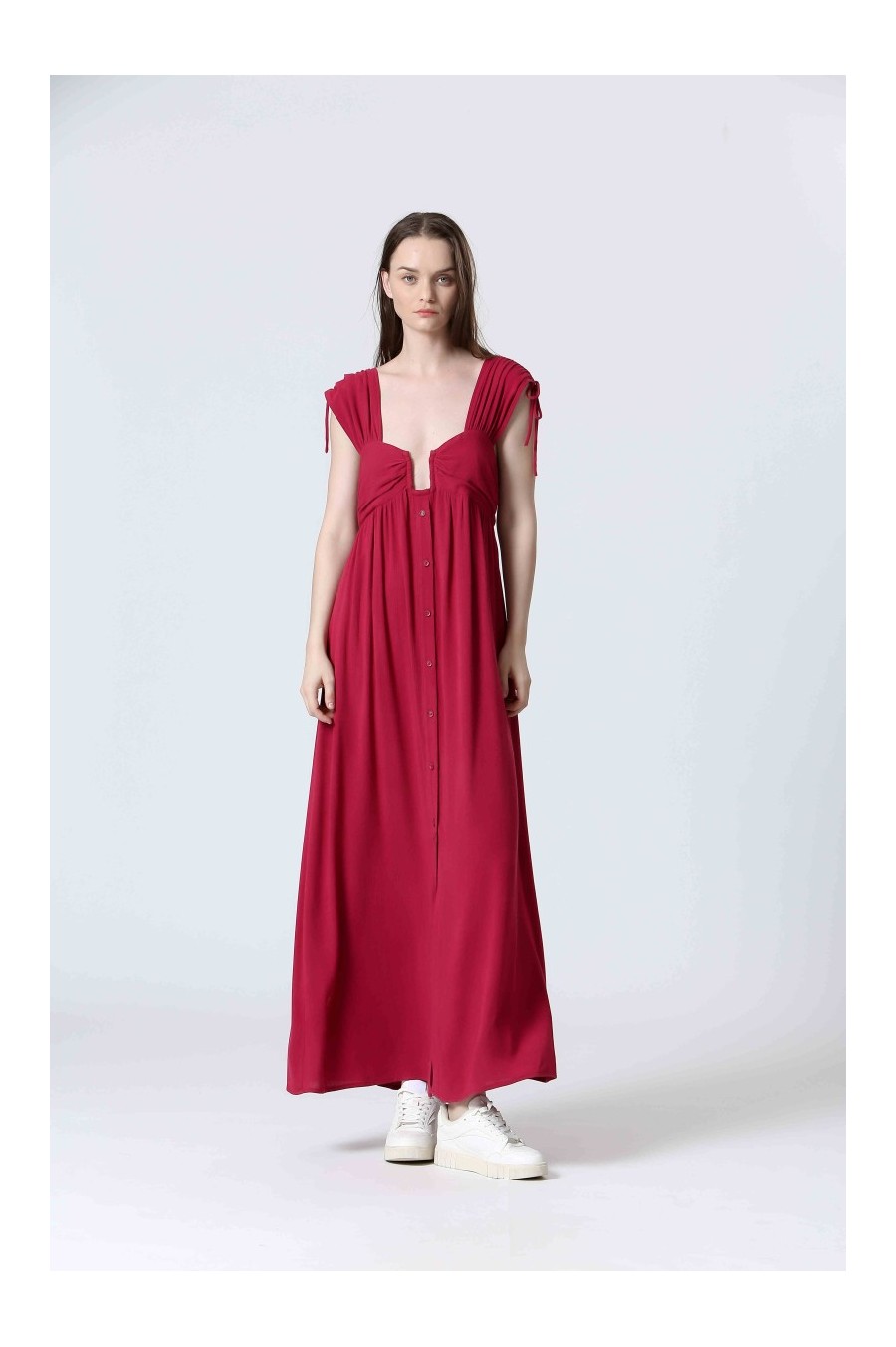 Bordeaux Viscose Maxi Dress