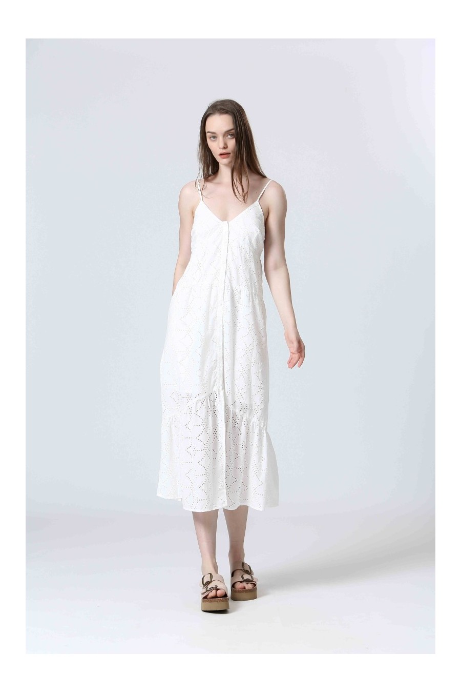 Cotton Broderie Midi Dress