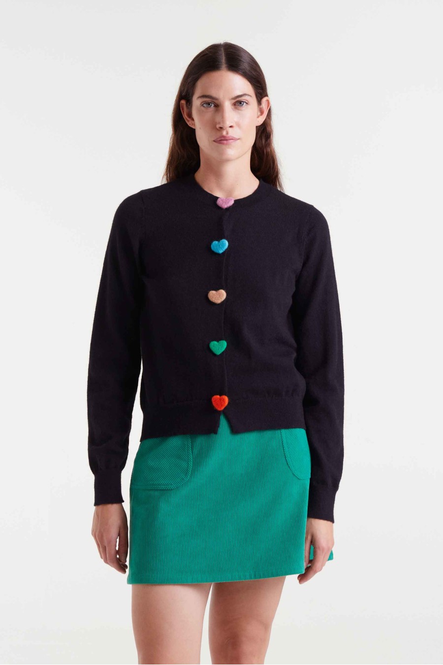 Compañia Fantastica Hearts Buttons Black Cardigan