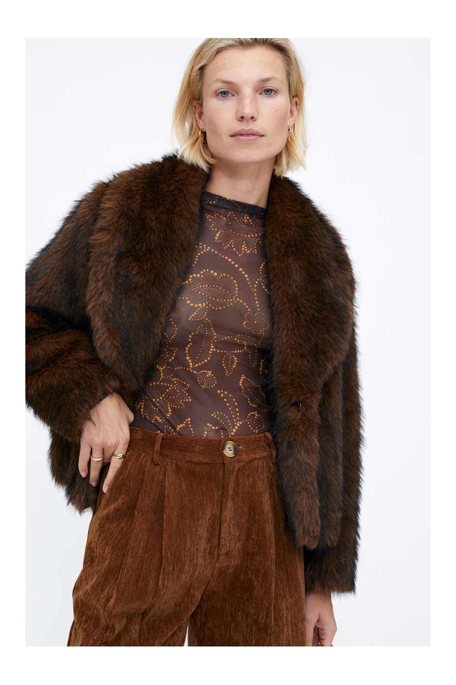 Wild Pony Brown Eco Fur Coat
