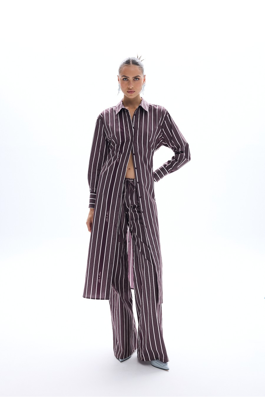 Be A Bee Maroon Striped Pants